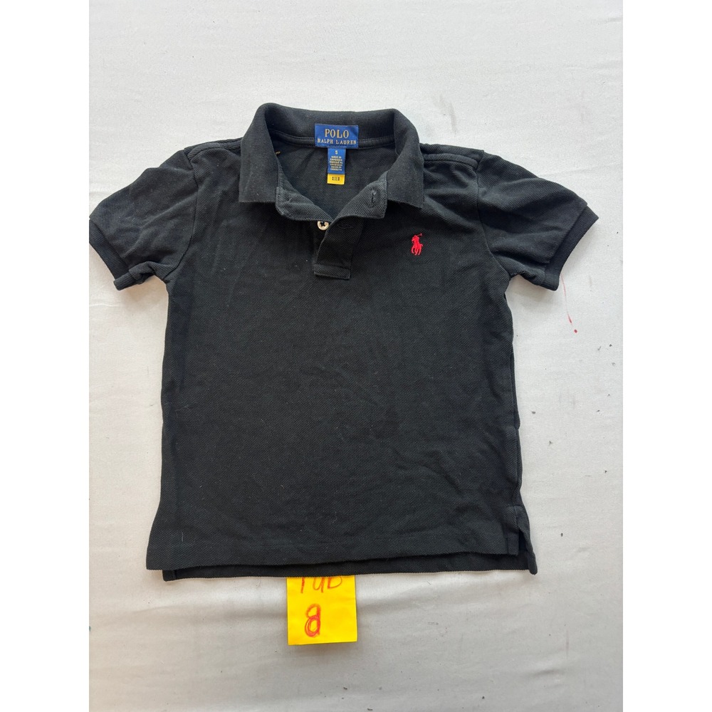 Polo Ralph Lauren Boys Size 5 Black Short Sleeve Pique Polo Shirt Red Pony Logo